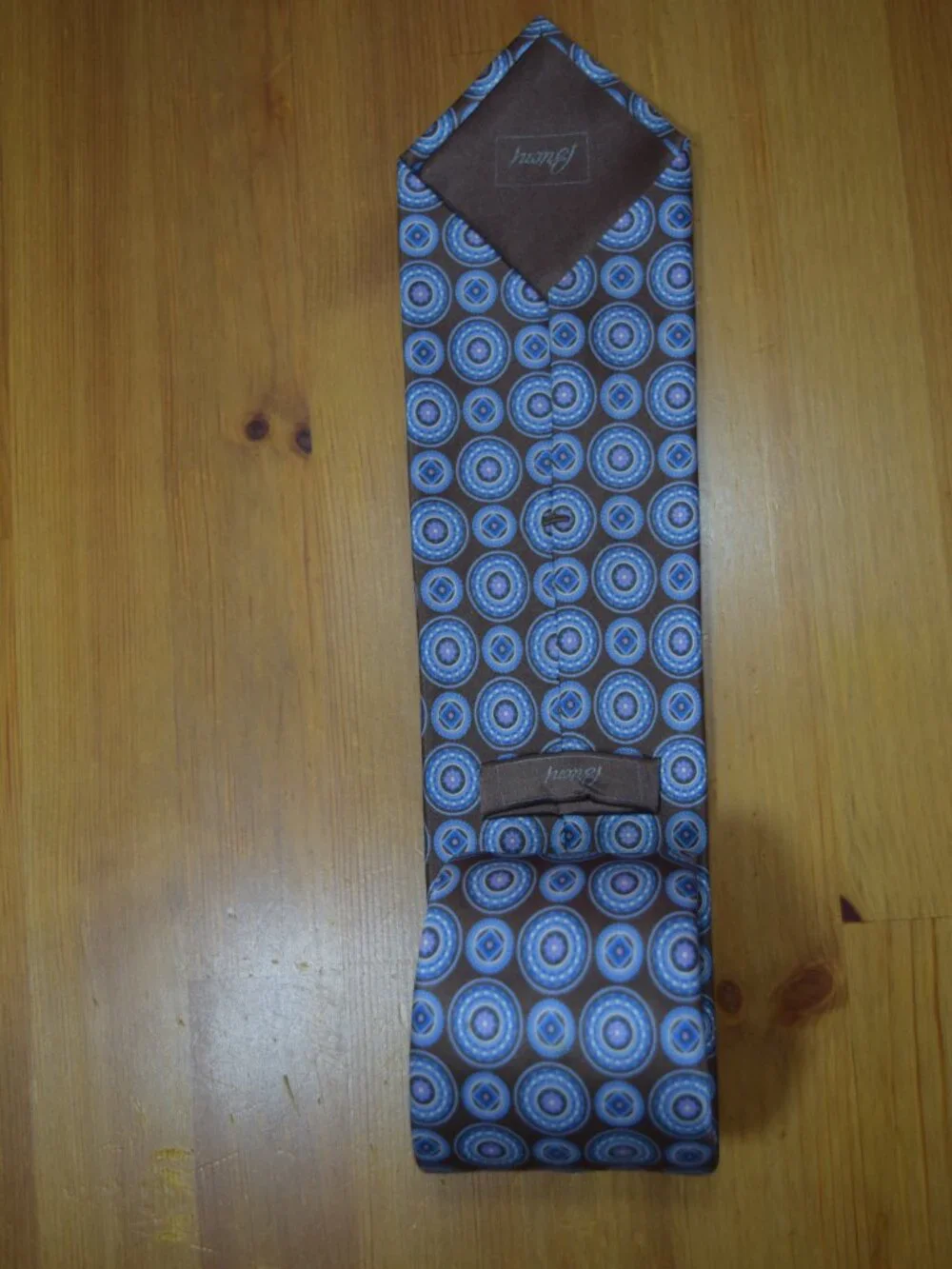 $840 BRIONI Brown Aqua Blue Geometric Medallion Handmade Italy Silk Neck Tie XL